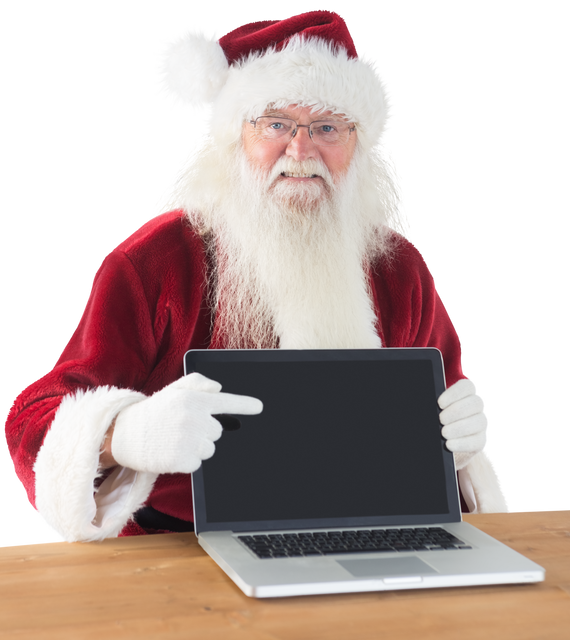 Transparent Santa Claus Showing Blank Laptop - Download Free Stock Videos Pikwizard.com