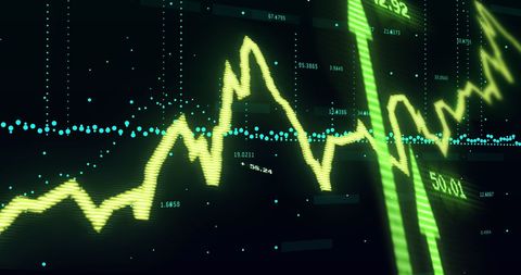 Financial Data Processing with Green Digital Graph in Action - Download Free Stock Images Pikwizard.com
