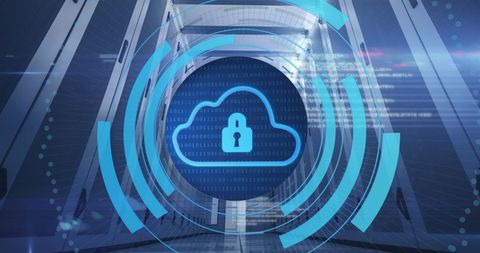 Digital Cloud Security Concept with Servers and Padlock Symbol - Download Free Stock Images Pikwizard.com