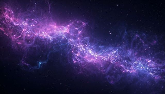 Shimmering cosmic gas filament in vibrant nebulae