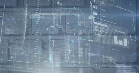 Digital Padlock with Data Visualizations for Cybersecurity Theme - Download Free Stock Images Pikwizard.com