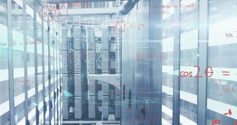 mathematical formulas and data center illustrating computational power - Download Free Stock Images Pikwizard.com