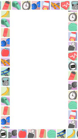 Transparent Flat Fitness Border with Dumbbells and Icons