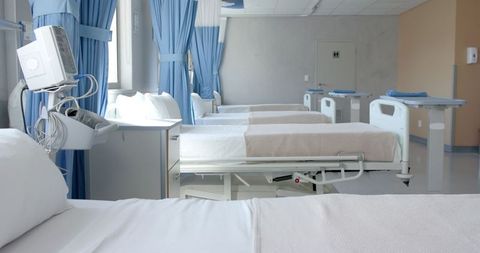 Clean Hospital Ward with Empty Beds and Medical Equipment - Download Free Stock Images Pikwizard.com