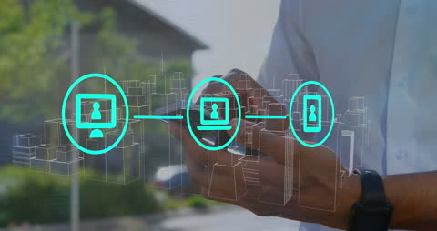 User Syncing Mobile Devices with Virtual Network in Futuristic City