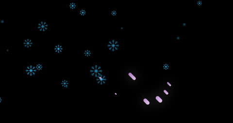 Winter Animation with Purple Lines and Snowflakes