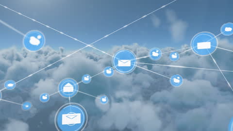 Digital Cloud Network Connection Icons