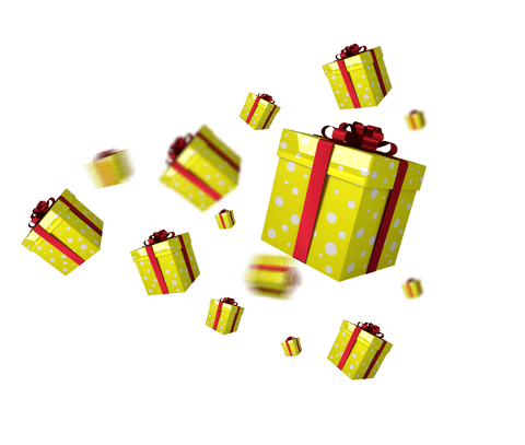 Floating Transparent Gift Boxes with Red Ribbons