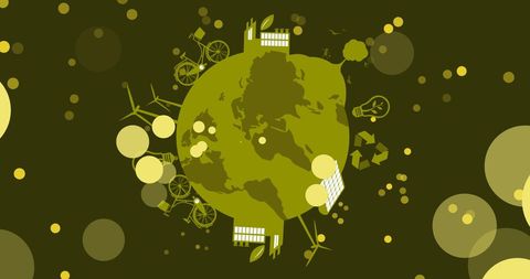 Earth Surrounded by Eco Icons on Green Background - Download Free Stock Images Pikwizard.com