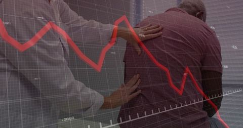 Doctor Supporting Patient Overlaid with Decline Concept Chart