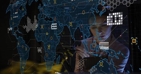 World Map with Digital Biohazard and DNA Patterns - Download Free Stock Images Pikwizard.com