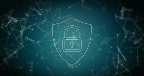 Cybersecurity Lock Icon on Network Connections Background - Download Free Stock Images Pikwizard.com