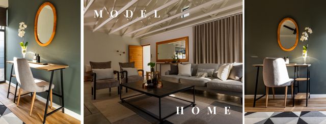 Composition of model home text over luxury house interior - Download Free Stock Videos Pikwizard.com