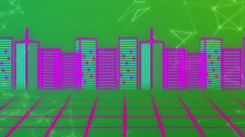 Futuristic Digital Cityscape with Neon Colors