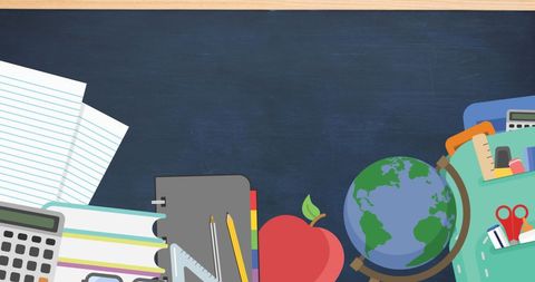 Educational Supplies on Chalkboard Background - Download Free Stock Images Pikwizard.com