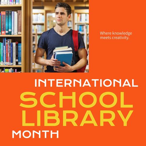 International School Library Month Celebration Featuring Student - Download Free Stock Templates Pikwizard.com