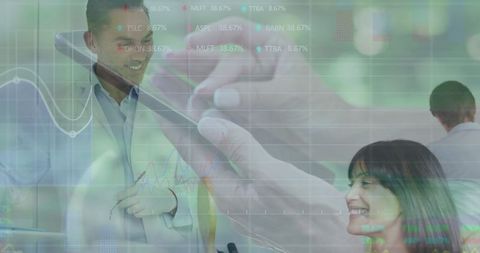 Business Professionals Analyzing Digital Data with Modern Technology