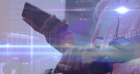 Financial Data Processing with Man Using Smartphone - Download Free Stock Images Pikwizard.com