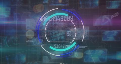 Futuristic Digital Interface with Code and Rotating Data Visuals - Download Free Stock Images Pikwizard.com