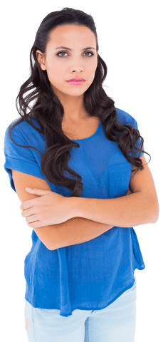 angry brunette woman frowning with arms crossed on transparent background - Download Free Stock Videos Pikwizard.com