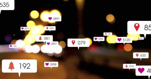 Social Media Engagement Concept with Abstract Cityscape