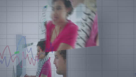 Business Team Analyzing Data with Creative Virtual Interface