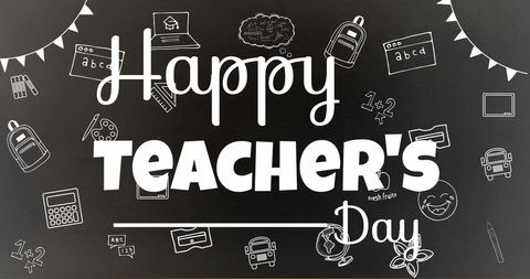 Happy Teacher's Day Greeting with Chalkboard Theme - Download Free Stock Images Pikwizard.com