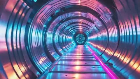 Futuristic Neon LED Tunnel with Pulsing Cyberspace Illumination