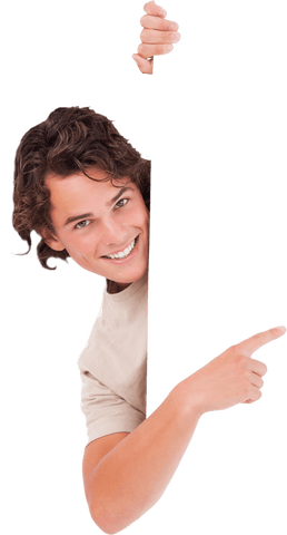Smiling Young Man Pointing at Blank Space Transparent Background - Download Free Stock Videos Pikwizard.com