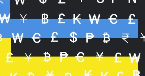 Flag of Ukraine Adorned with Global Currency Symbols - Download Free Stock Images Pikwizard.com