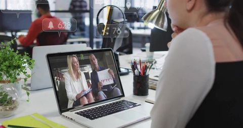 Online meeting in modern open office collaborative environment