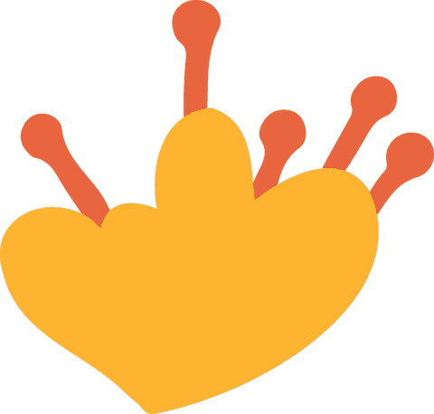 Abstract heartlike pod with transparent background and orange stalks