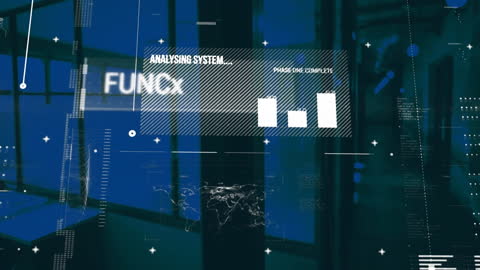 Futuristic Data Processing Interface in Empty Office