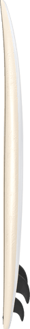 Vertical white surfboard on transparent background