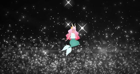 Fantasy Mermaid with Sparkling Stars on Black Background - Download Free Stock Images Pikwizard.com