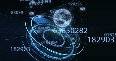 Digital Globe with Numbers and Circles on Black Background - Download Free Stock Images Pikwizard.com