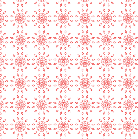 Seamless Red Floral Pattern on Transparent Background Isolated