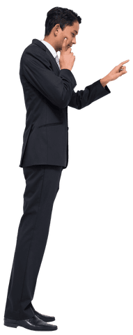 Transparent Asian Businessman Pointing and Pondering - Download Free Stock Videos Pikwizard.com