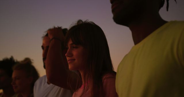 Group of Friends Enjoying Sunset Outdoors Together - Download Free Stock Images Pikwizard.com