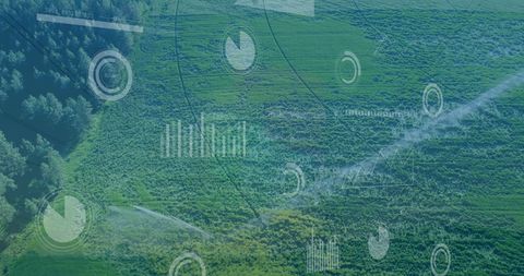 aerial technology interface and grassland landscape - Download Free Stock Images Pikwizard.com