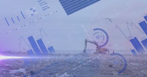 Analyzing waste management dashboard over landfill with digital analytics