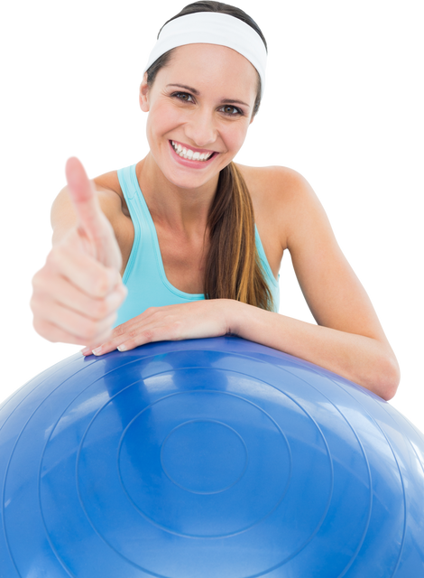 Smiling Fit Woman with Fitness Ball Giving Thumbs Up on Transparent Background - Download Free Stock Videos Pikwizard.com