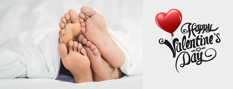 Romantic Couple's Feet Under Covers Celebrating Valentine's Love - Download Free Stock Templates Pikwizard.com