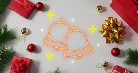 Festive Christmas Animated Bells with Gifts and Decorations