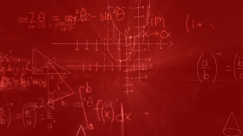Complex Mathematical Formulas on Red Background