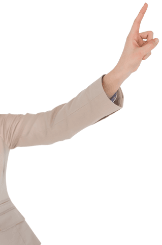 Transparent Arm of Businesswoman Pointing Upwards Isolated