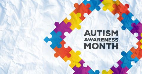 Autism Awareness Month Puzzle Border Design Concept