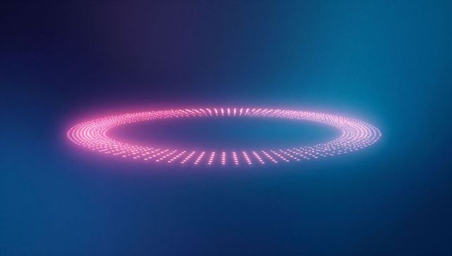 Glowing Circular Ring of Light Dots Hovering in Digital Space