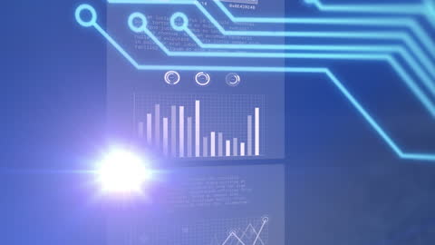 High-Tech Circuit Board and Data Analysis Visualization