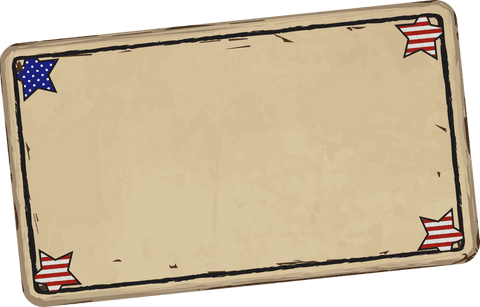 Vintage parchment with patriotic flag star corners on transparent background